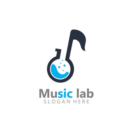 Music with Lab science Logo Design concept vector. Chemistry Vectorのイラスト素材