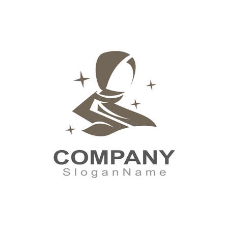 Muslim hijab woman Logo template vector illustration designのイラスト素材