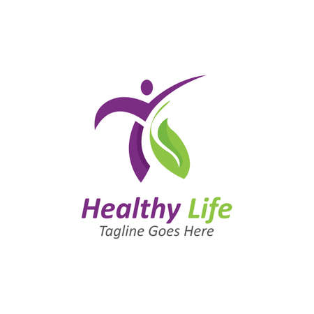 People leaf wellness logo abstract nature design Vector Image templateのイラスト素材