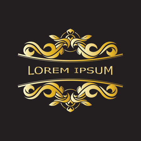 Gold luxury floral vintage monogram decorative logo templateのイラスト素材