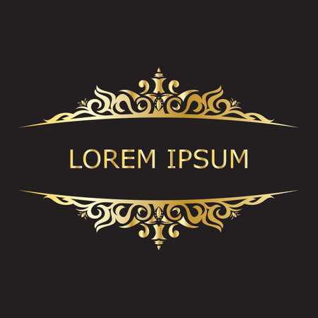 Gold luxury floral vintage monogram decorative logo templateのイラスト素材