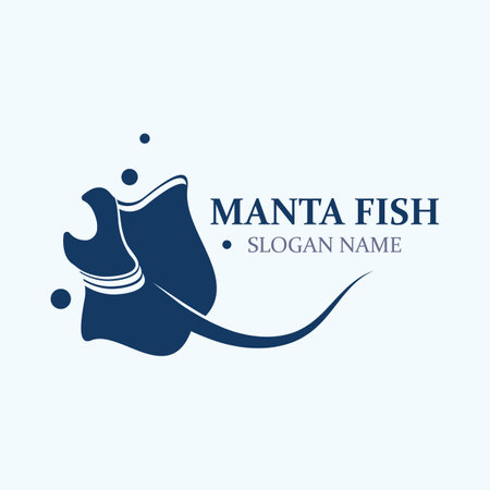 Manta fish or stingray logo design vector vintage illustration skate fish oceanのイラスト素材