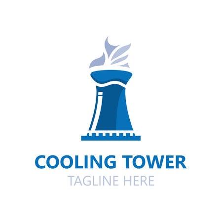 Cooling Tower logo image design, energy industry station vectorのイラスト素材