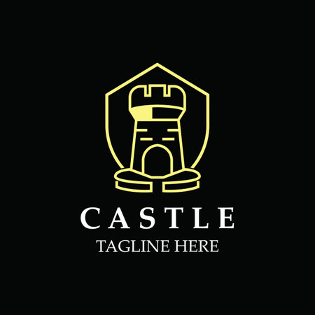 Castle logo graphic template design, Ancient castle vintage vectorのイラスト素材