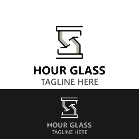 Hourglass logo ancient vintage style object design template flat vectorのイラスト素材