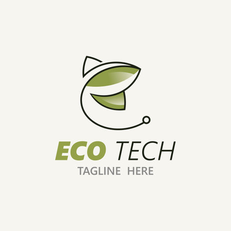 Eco technology business vector design modern. Nature technology logo with leaf and circuit tech minimalist vector illustrationのイラスト素材