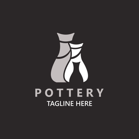 Pottery logo design handmade, creative traditional mug craft concept inspiration nature workshopのイラスト素材