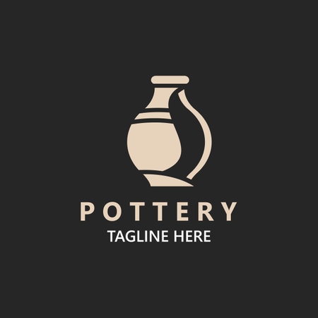 Pottery logo design handmade, creative traditional mug craft concept inspiration nature workshopのイラスト素材