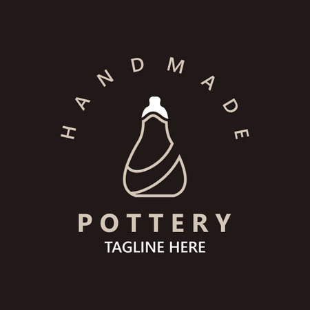 Pottery logo design handmade, creative traditional mug craft concept inspiration nature workshopのイラスト素材