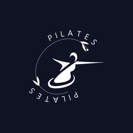 Abstract pilates Logo, Yoga identity body balance vector monoline Design Template. wellness lifestyleのイラスト素材