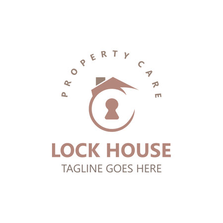 Lock House secure logo design, smart key home property, business vector  templateのイラスト素材