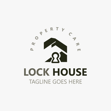 Lock House secure logo design, smart key home property, business vector  templateのイラスト素材