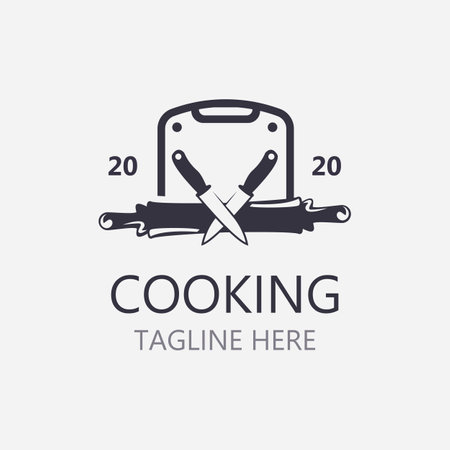 Cooking logo design. Icon or symbol inspration simple line for restaurant businessのイラスト素材