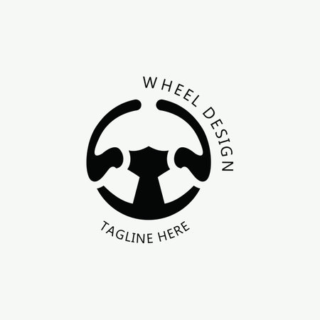 Steering wheel logo automotive car design garage auto repair workshop illustrationのイラスト素材