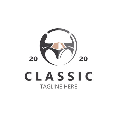 Steering wheel logo automotive car design garage auto repair workshop illustrationのイラスト素材