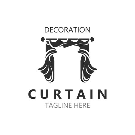 Curtain logo decoration style minimalist elegant vector design illustrationのイラスト素材