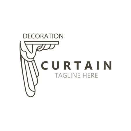 Curtain logo decoration style minimalist elegant vector design illustrationのイラスト素材