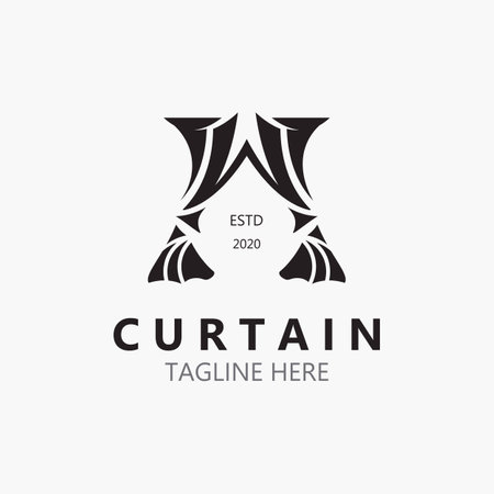 Curtain logo decoration style minimalist elegant vector design illustrationのイラスト素材