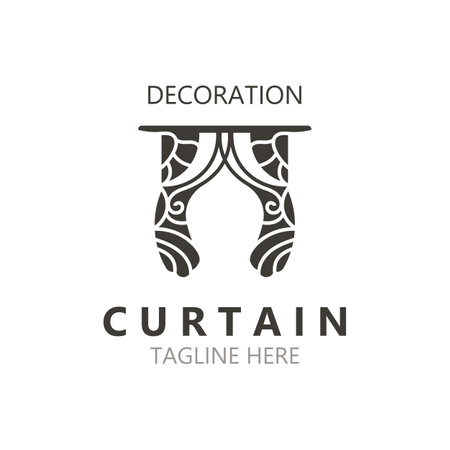 Curtain logo decoration style minimalist elegant vector design illustrationのイラスト素材