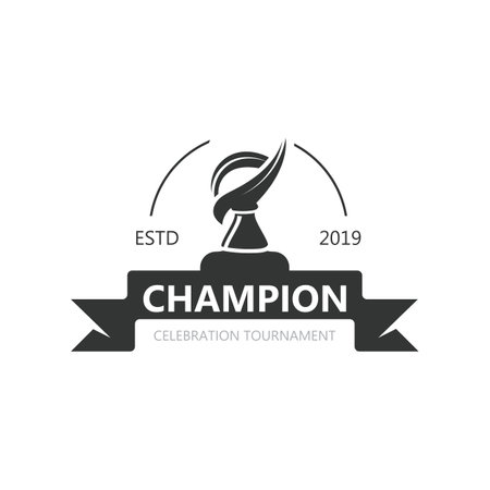 Trophy Logo winner, Sports Tournament Championship Cup Design. minimalist emblem sport, club shop simple iconのイラスト素材