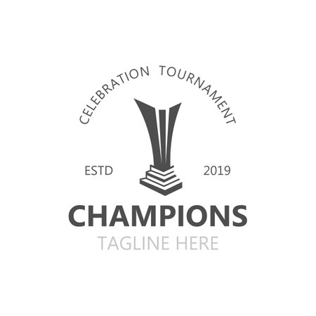 Trophy Logo winner, Sports Tournament Championship Cup Design. minimalist emblem sport, club shop simple iconのイラスト素材