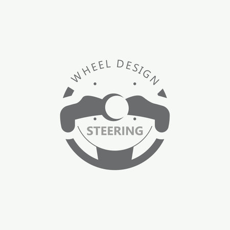 Steering wheel logo automotive car design garage auto repair workshop illustrationのイラスト素材