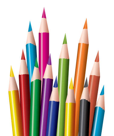 bunch of colored pencilsのイラスト素材