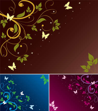 set of abstract floral backgrounds with space for your textのイラスト素材