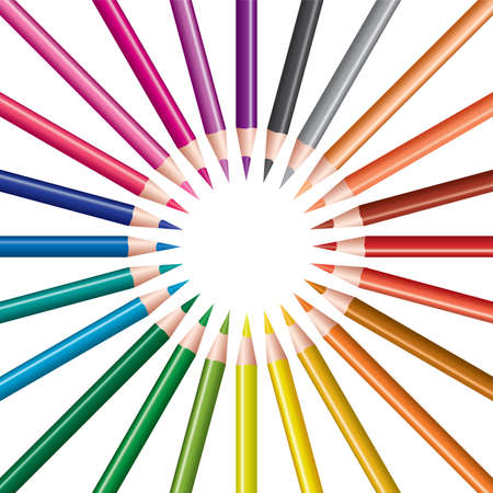 vector set of colored pencilsのイラスト素材