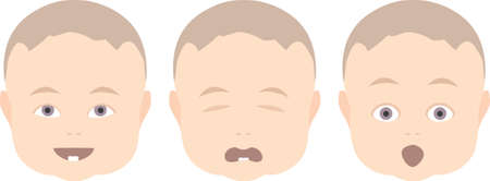vector illustration of a baby boy with various face expressionsのイラスト素材