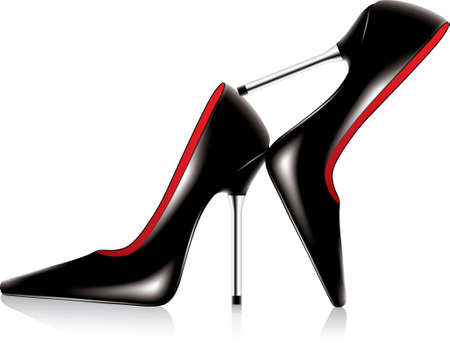 vector pair of high heel shoes with metal stilettoのイラスト素材