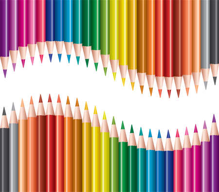 vector set of colored pencilsのイラスト素材
