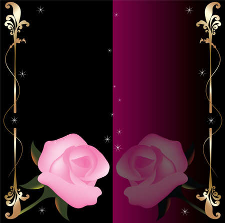 vector abstract background with pink rosesのイラスト素材