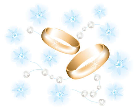 vector golden wedding rings のイラスト素材