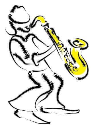 vector stylized saxophone and musicianのイラスト素材