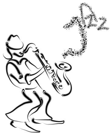 vector stylized saxophone and musicianのイラスト素材