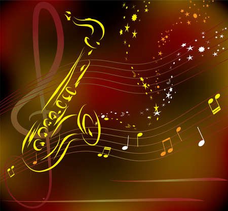 vector stylized saxophone on abstract backgroundのイラスト素材