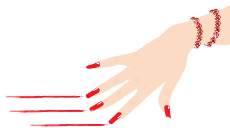 woman hand with ruby bracelet scratching red lines, vectorのイラスト素材