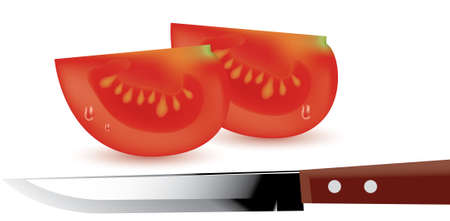 vector tomato slices and kitchen knifeのイラスト素材