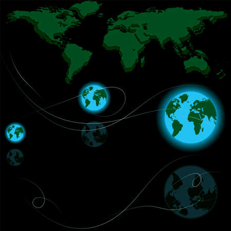 vector abstract world map and earth globesのイラスト素材