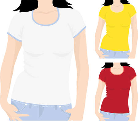 women's t-shirt template, vectorのイラスト素材