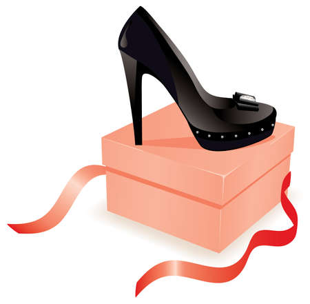 vector black new shoe on the boxのイラスト素材