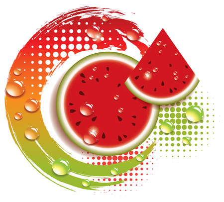 vector abstract background with fresh watermelonのイラスト素材