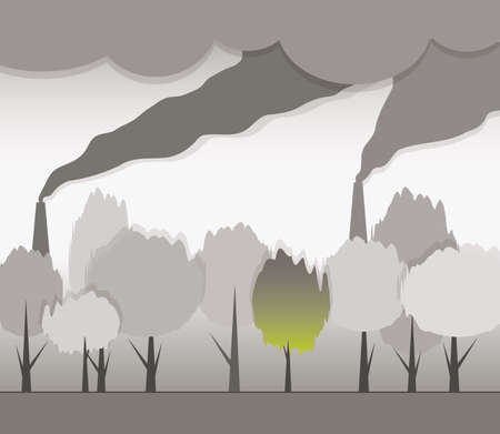 smoke from chimneys and contaminated environmentのイラスト素材