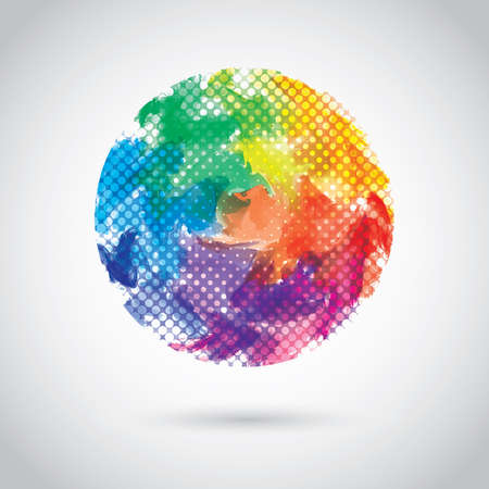 vector abstract multicolor watercolor background with halftoneのイラスト素材