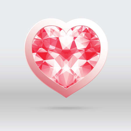 heart illustration   with triangular diamond mosaic, abstract design for Valentines day.のイラスト素材