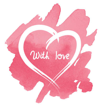 heart on abstract watercolor background, vectorのイラスト素材