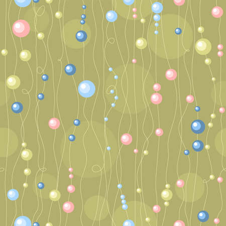 Colorful bead on threads. Vector abstract seamless patternのイラスト素材