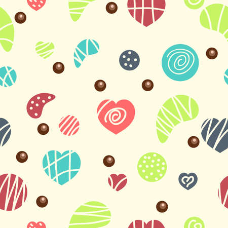 Vector seamless pattern with colorful candiesのイラスト素材