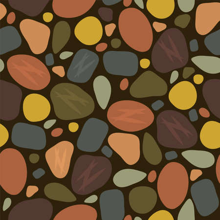 vector abstract seamless pattern with sea stones, pebblesのイラスト素材